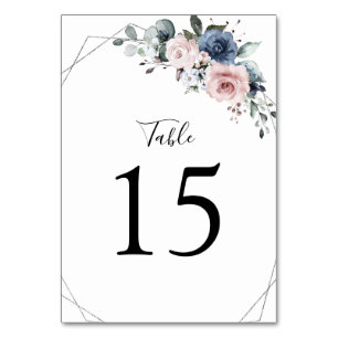 Dusty Blue Mauve Greenery Floral Geometric Table N Table Number