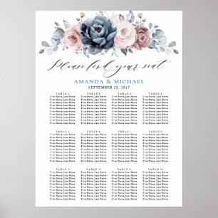 Dusty Blue Mauve Rose Pink Slate Seating Chart