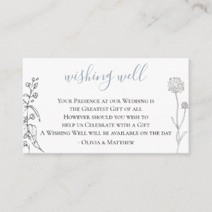 Dusty Blue Meadow Wedding Wishing Well Enclosure Card