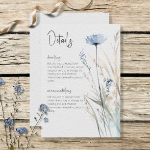 Dusty Blue Meadow Wildflowers Modern Details Enclosure Card