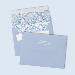 Dusty Blue Medallion Pattern Wedding Envelope 