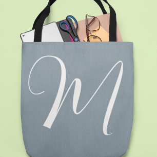 Dusty Blue Medium Tote Bag With Her Name