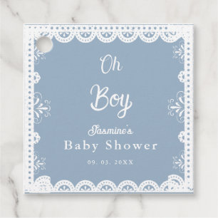 Dusty Blue mexican boy baby shower  papel picado Favour Tags