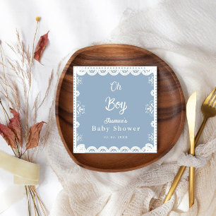 Dusty Blue mexican boy baby shower  papel picado Napkin
