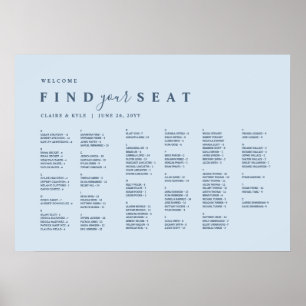Dusty Blue Minimal Alphabetical Seating Chart