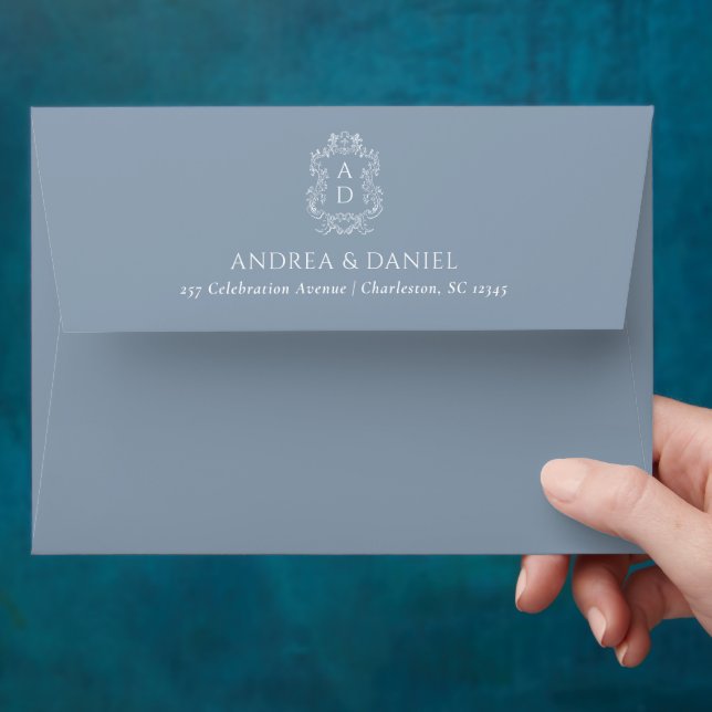 Dusty Blue  | Minimal and Chic Wedding Envelope (Hand)