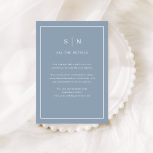 Dusty Blue Minimal Border Wedding Guest Details Enclosure Card