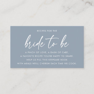 Dusty Blue Minimal Bridal Shower Recipe Request Enclosure Card