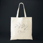 Dusty blue minimal greenery bridesmaid tote bag<br><div class="desc">Modern minimal watercolor botanical foliage greenery design in dusty blue colour,  simple and elegant,  great personalised bridesmaid gifts.</div>