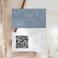 Dusty Blue Minimal Leaf Wedding Website QR Code