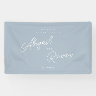 Dusty Blue Minimal Modern Script Wedding Welcome Banner