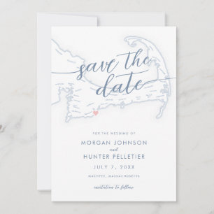 Dusty Blue Minimal Popponesset Inn Map Save The Date