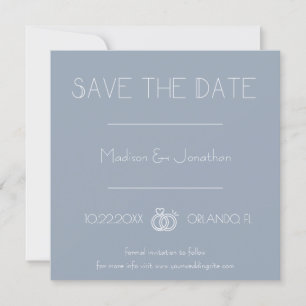 Dusty Blue Minimal  Save the Date Invitation
