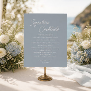 Dusty Blue Minimal Script Signature Drinks Sign