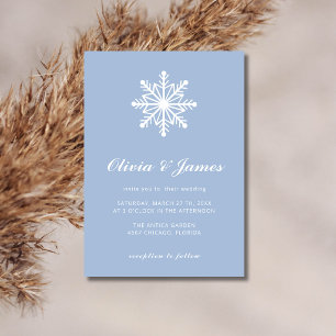 Dusty Blue Minimal Snowflake Calligraphy Wedding Invitation