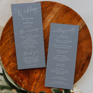Dusty Blue Minimal Wedding Ceremony Program Programme