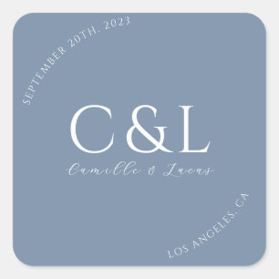 Dusty Blue minimal wedding classic round sticker