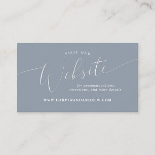 Dusty Blue Minimal Wedding Website Enclosure Card