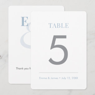Dusty Blue Minimalist Ampersand Table Number