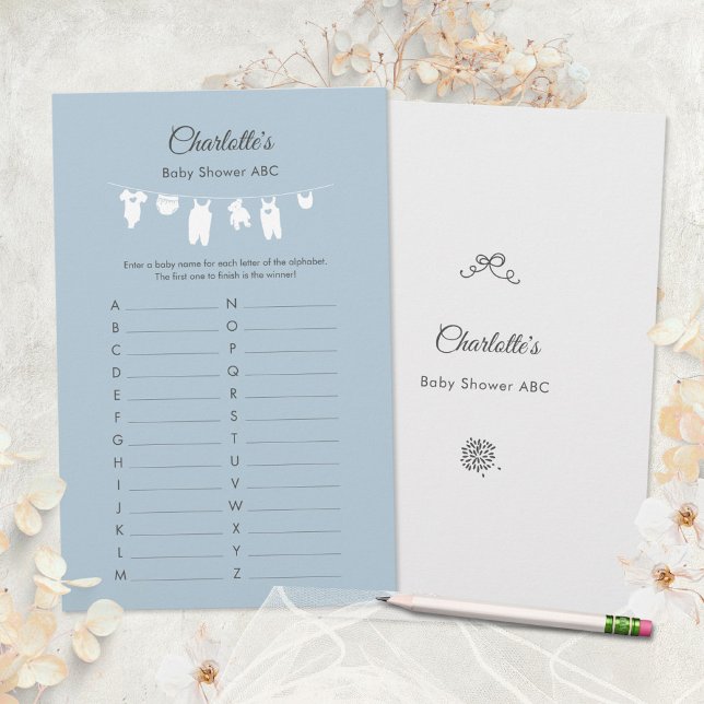 Dusty Blue Minimalist Baby Boy Shower ABC Game (Dusty Blue Baby Boy Shower ABC Game ©Susanne Sachers - Sunny Mind 🌞)