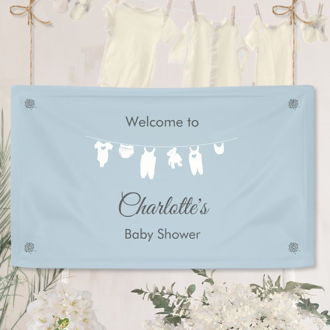 Dusty Blue Minimalist Baby Boy Shower Banner (Minimalist Dusty Blue Baby Boy Shower Welcome Banner ©Susanne Sachers - Sunny Mind 🌞)