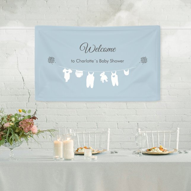 Dusty Blue Minimalist Baby Boy Shower Welcome  Banner (Dusty Blue Minimalist Baby Boy Shower Welcome Banner ©Susanne Sachers - Sunny Mind 🌞)