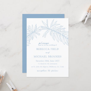 Dusty Blue Minimalist Botanical Invitation