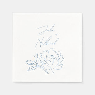 Dusty Blue Minimalist Botanical Wedding Napkin