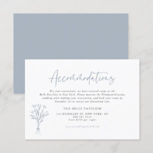 Dusty Blue Minimalist Bouquet Accommodations Enclosure Card