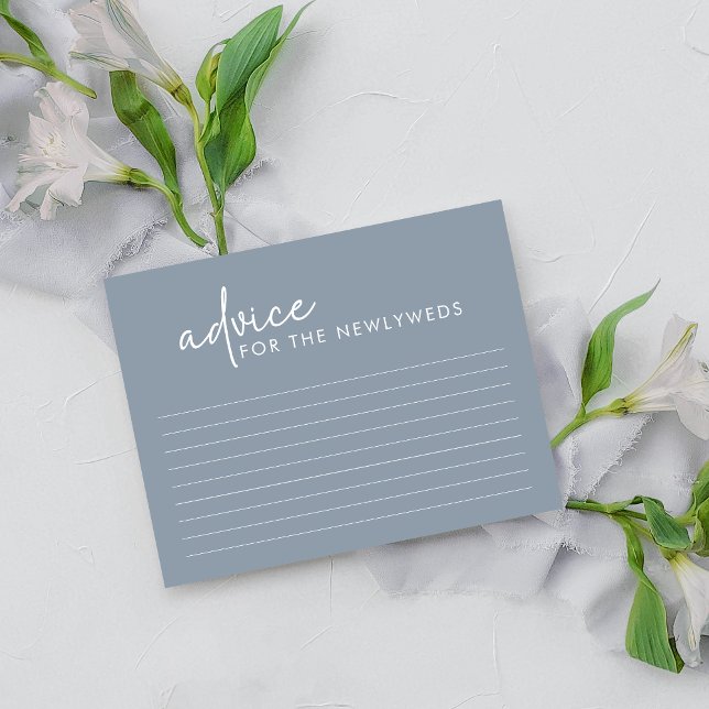 Dusty Blue Minimalist Bridal Shower Advice Card (Creator Uploaded)