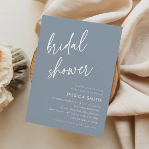 Dusty Blue Minimalist Bridal Shower Invitation