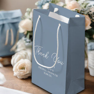 Dusty Blue Minimalist Bridal Shower Thank You Small Gift Bag