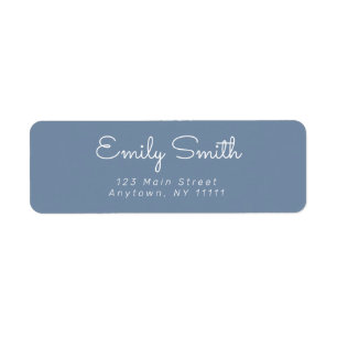 Dusty Blue Minimalist Cursive Return Address Label