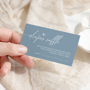 Dusty Blue Minimalist Diaper Raffle Enclosure Card