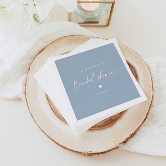 Dusty blue minimalist elegant calligraphy bridal napkin (Creator Uploaded)