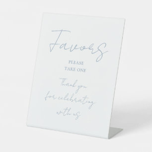 Dusty Blue Minimalist Elegant Script Favours Pedestal Sign