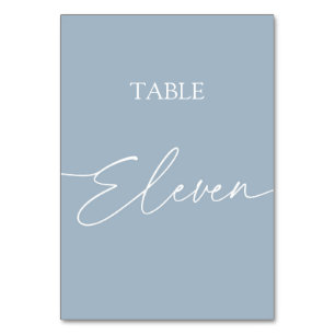 Dusty blue minimalist elegant table eleven number