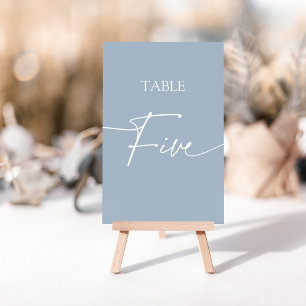 Dusty blue minimalist elegant table five table number
