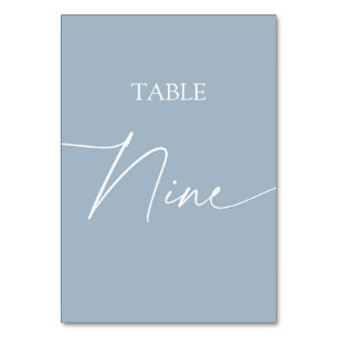 Dusty blue minimalist elegant table nine table number