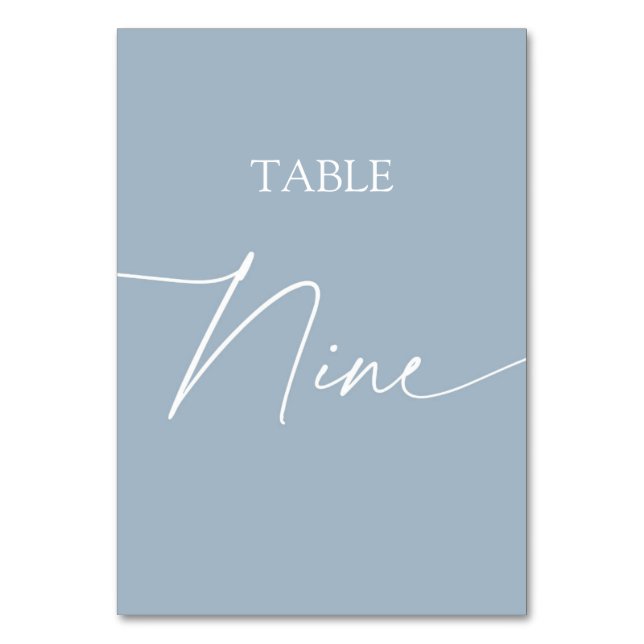 Dusty blue minimalist elegant table nine table number (Front)