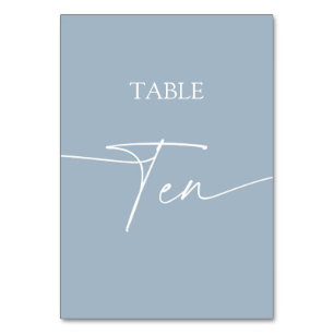 Dusty blue minimalist elegant table ten number