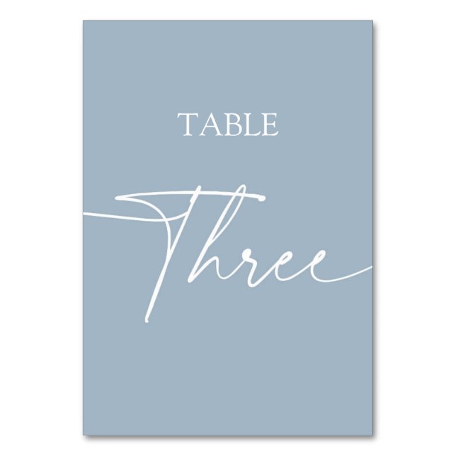 Dusty blue minimalist elegant table three number (Front)