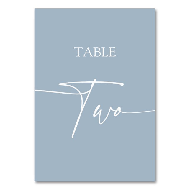 Dusty blue minimalist elegant table two table number (Front)