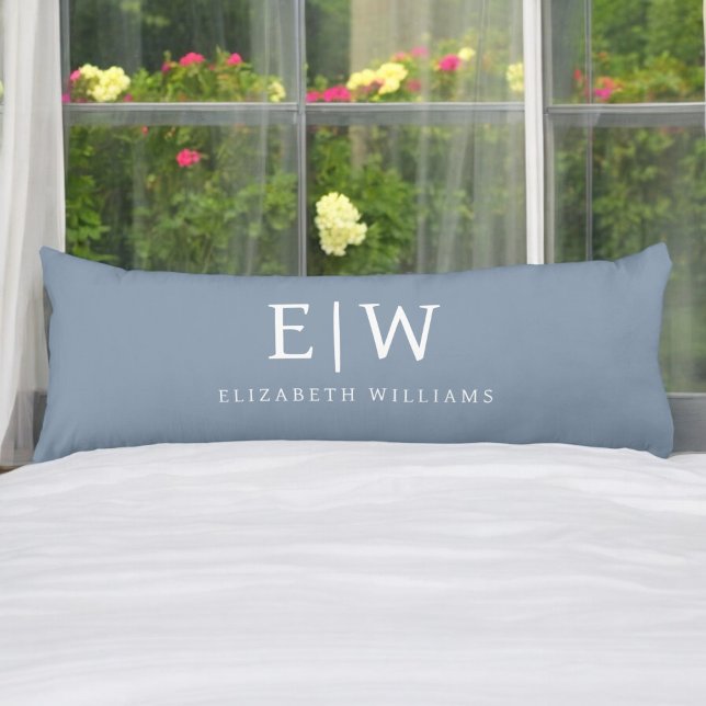 Dusty Blue Minimalist Modern Monogram Elegant Body Cushion (Creator Uploaded)