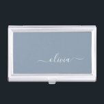 Dusty Blue Minimalist Modern Monogram Elegant Business Card Holder<br><div class="desc">Introducing our Dusty Blue Minimalist Modern Monogram Elegant Collection: Elevate your style with understated sophistication and timeless charm. Our collection features minimalist designs in a soothing dusty blue hue, enhanced with elegant monograms tailored to your personal taste. From refined stationery to versatile accessories, each piece in our collection is meticulously...</div>