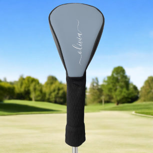 Dusty Blue Minimalist Modern Monogram Elegant  Golf Head Cover