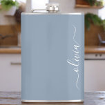 Dusty Blue Minimalist Modern Monogram Elegant Hip Flask<br><div class="desc">Introducing our Dusty Blue Minimalist Modern Monogram Elegant Collection: Elevate your style with understated sophistication and timeless charm. Our collection features minimalist designs in a soothing dusty blue hue, enhanced with elegant monograms tailored to your personal taste. From refined stationery to versatile accessories, each piece in our collection is meticulously...</div>