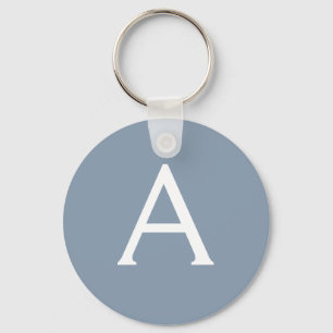 Dusty Blue Minimalist Modern Monogram Elegant  Key Ring