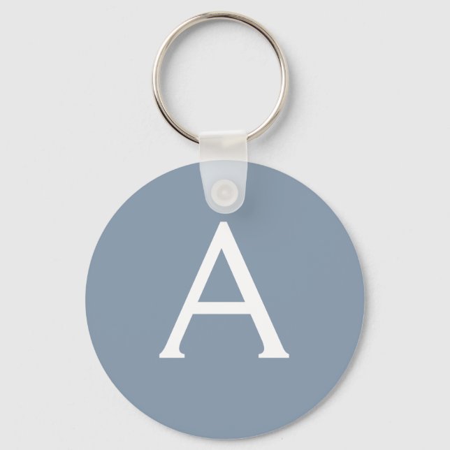 Dusty Blue Minimalist Modern Monogram Elegant  Key Ring (Front)