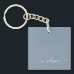 Dusty Blue Minimalist Modern Monogram Elegant  Key Ring<br><div class="desc">Introducing our Dusty Blue Minimalist Modern Monogram Elegant Collection: Elevate your style with understated sophistication and timeless charm. Our collection features minimalist designs in a soothing dusty blue hue, enhanced with elegant monograms tailored to your personal taste. From refined stationery to versatile accessories, each piece in our collection is meticulously...</div>